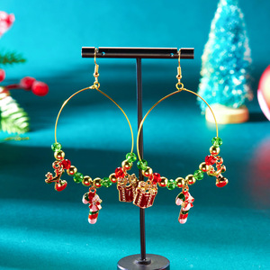 Pendientes Colgantes de Navidad con Diseño de Dibujos Animados, Chapados en Oro, de Aleación, Joyería de Fiesta para Mujer, con Dijes de Perlas de Imitación - Product Image 3