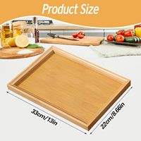 Plateau de service en bois 33 x 22 cm rectangulaire pour thé, boissons, café, collations, plateau décoratif en bambou pour cuisine, salon