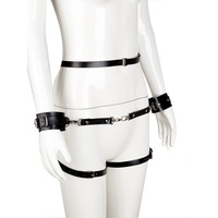 Ensemble de bondage gothique OEM-Ceinture en Y en cuir réglable pour femme avec menottes détachables, accessoires de lingerie Clubwear