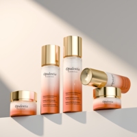Set Botol Kaca Kosmetik Silinder Gradien Multi-Warna Custom 30g 50g Jar Krim 100ml Pompa Losion Serum Kemasan Perawatan Kulit