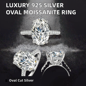 Bijoux de luxe classiques en moissanite taille ovale certifiée GRA, monture griffe en argent 925, pour mariage, fiançailles, anniversaire, romantique - Product Image 4