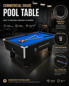 Mesa de Billar Comercial a Precio Mayorista que Funciona con Monedas - Mesa de Billar de 7 y 8 Pies para Interiores, Estilo Americano, con Patas de Hierro Reforzadas - Product Image 1