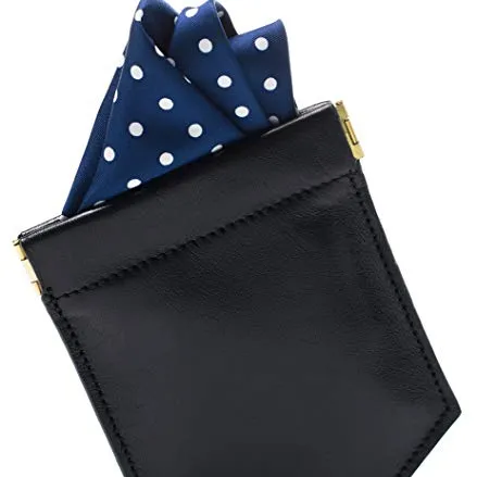 Men's Fashion Black Leather Design Accessory Hold The Handkerchief