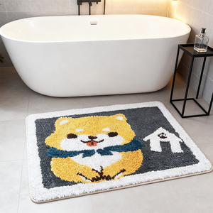 Alfombra multicapa de felpa de poliéster con patrón de plantas Alfombra de pie absorbente de agua para baño antideslizante gruesa - Product Image 1