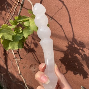 天然透明石英按摩棒白色水晶手工雕刻魔杖灵气骨盆魔杖成人刮痧 - Product Image 5