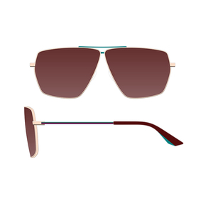 Gafas de sol de <span class=keywords><strong>aviador</strong></span> vintage de metal con doble barra para mujer, montura delgada dorada, lentes degradadas, elegantes, para oficina, exteriores, protección UV. - Product Image 1