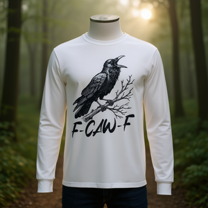 Camiseta de manga larga F-Caw-F con gráfico de cuervo negro, unisex, talla para adultos - Product Image 3