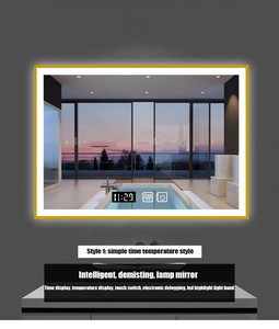 <span class=keywords><strong>Miroir</strong></span> de salle de bain intelligent à <span class=keywords><strong>LED</strong></span> en gros avec affichage de la température et de la date, commande tactile, <span class=keywords><strong>miroir</strong></span> de maquillage mural - Product Image 4
