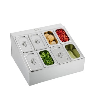 Juego de Recipientes Rectangulares de Acero Inoxidable Dontalen de 6 Compartimentos para Buffet, con Tapa, para Hoteles y Restaurantes - Product Image 3