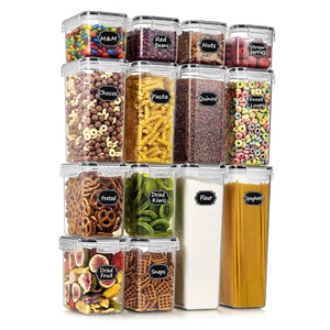 Hotsale 14pcs Clear Transparent BPA Free Airtight Food Storage Containers Set For Cereal And Rice