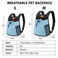 Sac à dos respirant pour animaux de compagnie YAOYUE, bleu clair et noir, avec ouverture en maille pour chats et petits chiens, S 28x16x25cm M 30x16x33cm 20L