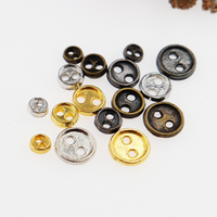 Boutons miniatures en alliage de zinc de 3 mm à 6 mm, plaqués bronze, or, noir canon et argent, à deux trous, pour vêtements de poupées BJD et artisanat steampunk