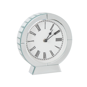 Circulaire argent miroir réveil horaire carillon Art déco Style horloge de bureau maison décorative dessus de Table mouvement électronique <span class=keywords><strong>Radio</strong></span> - Product Image 1