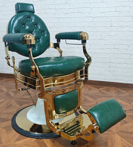 Sillón de Barbería de Lujo Negro y Dorado con Costuras de Diamantes, Sillón de Salón Hidráulico Reclinable con Reposapiés de Luxmars - Product Image 5