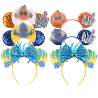 Serre-tête Cosplay Dessin Animé Mignon, Accessoires Cheveux, Nœud à Paillettes Poisson Clown, Bandeau Oreilles de Souris pour Enfants
