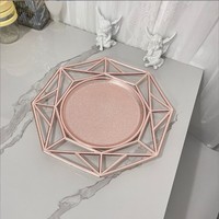 Vente en gros Bol à fruits profond en plastique de luxe, grandes assiettes à dîner scintillantes or rose pour mariage, assiettes à dîner de Noël