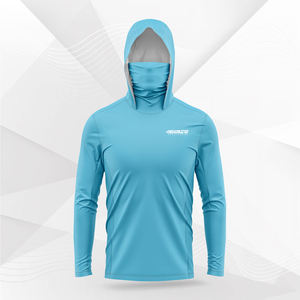 2024 desain baru kaus memancing lengan panjang pria bersirkulasi UPF50 + Hood masker berpori tahan angin belahan samping 100% poliester - Product Image 1