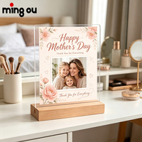 Plaque acrylique personnalisable avec impression UV et support en bois – Cadeau promotionnel pour événements d'entreprise – En stock – Cadre d'affichage personnalisé