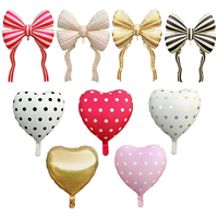 Grand ensemble de ballons en aluminium en forme de cœur à pois de 18 pouces pour décorations de fête d'anniversaire, de mariage et de Saint-Valentin