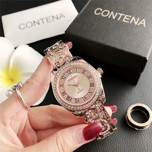 Nuevo reloj de moda con cadena chapada en oro, esfera con circonitas, no resistente al agua, para chicas y mujeres, reloj con correa metálica brillante con diamantes. - Product Image 6