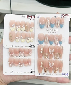 <span class=keywords><strong>Uñas</strong></span> Postizas Acrílicas de Lujo Hechas a Mano para Mujer, <span class=keywords><strong>Diseño</strong></span> Completo, con Brillo y Purpurina, Formas Cuadradas y Almendradas, Pre-diseñadas, 10 Piezas - Product Image 6