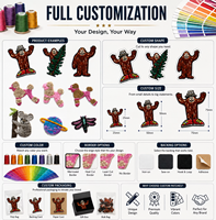 Patchs brodés miniatures personnalisés en gros, motifs animaux mignons (Caniche, Bigfoot, Planète, Libellule), thermocollants et à coudre pour vêtements et sacs