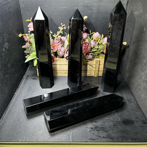 Alta qualità Fengshui cristalli naturali fatti a mano pietra curativa punto grande nero ossidiana torre per la decorazione - Product Image 2