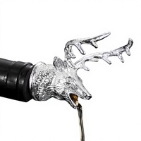Aérateur et verseur de vin en forme de tête de cerf avec bouchon, décanteur de vin et d'huile d'olive en silicone en forme d'animal