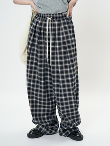 Printemps nouveau style coréen paresseux et décontracté contrastant pantalons décontractés à carreaux lâche et mince pantalons décontractés pour les femmes - Product Image 5
