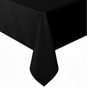 Nappe de table rectangulaire noire classique en polyester, infroissable et résistante aux taches, pour banquets formels, réceptions et usage domestique - Product Image 1