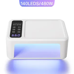 Lámpara de uñas LED UV de 480W para curar esmalte en gel, lámpara de uñas profesional de 140 LED con 4 ajustes de temporizador, función de blanqueamiento, herramientas de salón - Product Image 1