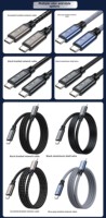 Kabel Data USB5 Tipe-C Dual-Head C-to-C Berjaket Kepang, Video 16K, Transmisi 80Gbps, Pengisian Cepat PD240W, Kompatibel USB4