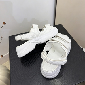 Sandalias Planas Blancas de Diseñador de Lujo para Mujer, con Hebilla de Velcro, Punta Abierta, Moda de Verano, Zapatos de Cuero PU, Venta al Por Mayor - Product Image 4