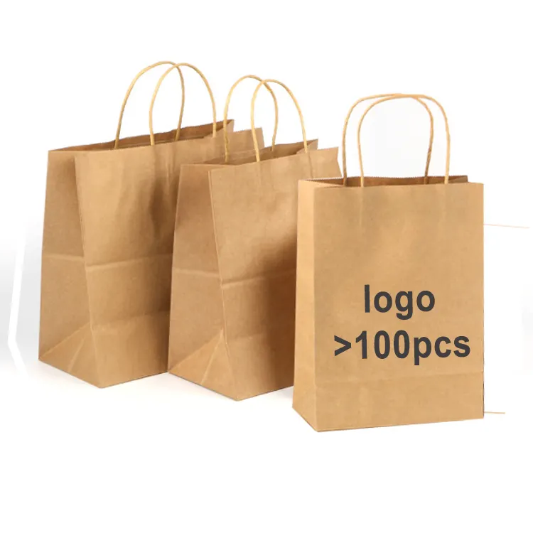 MOQ100 personalizzato con logo a colori con impugnatura in carta per porta Kraft