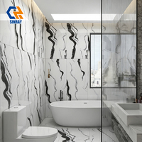 Carreaux de sol et de mur en porcelaine 600x1200mm 9mm, imitation pierre moderne, texture antibactérienne, résistants à l'acide et à l'usure, brillants, pour villas et parcs.