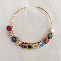 Collier pendentif géométrique DIY en cuivre avec colonne de cristal ovale et zircon, breloques pierres de naissance, couleurs assorties, pour cadeau, vente en gros de bijoux