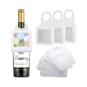 Custom Wine Kraft Paper Gift Boxes Bottle Hanger Favor Boxes Christmas Holding Candy Chocolate Wine Bottle Box with Window