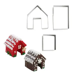 Acier inoxydable 3 pcs/set Mini Noël Gingerbread House Cookie Cutter Biscuit Moules - Product Image 1