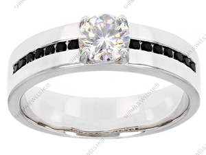 Anillo de Compromiso Clásico de Plata de Ley 925 con Moissanita de 1.40 Quilates, Corte Brillante, Engaste de Garras, Chapado en Oro Blanco de 18K para Hombre - Product Image 5