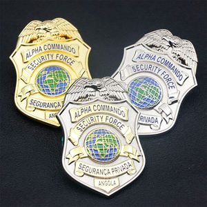 Insigne personnalisé National Bodyguard Logo Insigne Emblème de sécurité vierge en métal plaqué or argent avec portefeuille - Product Image 1