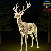 Riesige LED-Weihnachtsschlitten- und Rentier-Laterne für öffentliche Plätze, Outdoor-Feiertagsdekoration, Seidenkunst-Landschaftsset