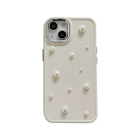 Coque de téléphone 3D simple fausse perle pour iPhone 17 16 15 14 13 12 11 Pro Max housse en silicone souple antichoc de couleur unie