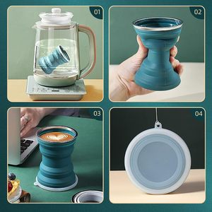 Gobelet pliable en silicone portable, 320 ml 350 ml, tasse à café pliable résistante à la chaleur pour le voyage et la randonnée - Product Image 3