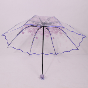 Parapluie pliant transparent QX Sakura à 8 baleines avec poignée en plastique, motif fleur de cerisier, idéal pour mariage ou cadeau – Grande Vente - Product Image 4