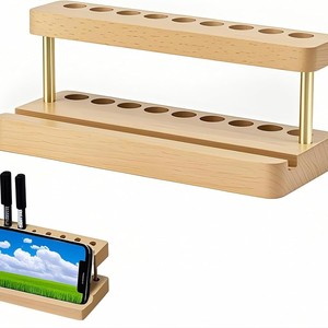 Wooden <b>Pen</b> <b>Holder</b> Solid Wood Desktop Stationery Storage Rack Multi Functional <b>Pen</b> Stand For Office Study Use - Product Image 5