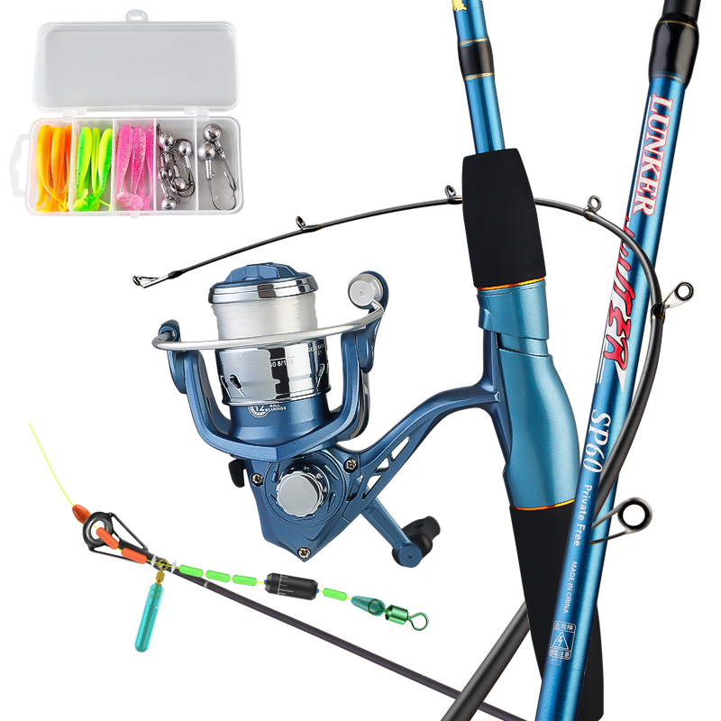 Canna da pesca spinning, mulinello GN-AB, combo esca 23 pz