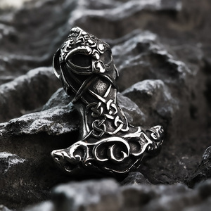 Yunnique-collar con colgante de martillo de Thor vikingo de acero inoxidable Retro nórdico para hombre, joyería de regalo - Product Image 4