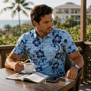 Camiseta Polo de Golf Personalizada para Hombre, Camisetas Polo con Estampado Tropical, Impresión Completa, Transpirable, de Secado Rápido, OEM, ODM, Marca Privada - Product Image 1