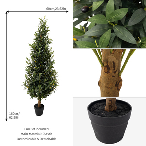 Faux <span class=keywords><strong>olivier</strong></span> en pot de 1,60 m (5 pieds) sans éclairage, plante en soie réaliste avec tige en bois pour la décoration du salon - Product Image 3