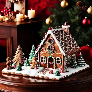 OEM árbol de Navidad decoración nieve globo estatua personalizada cerámica resina artesanía colgante Santa hombre de jengibre, casa estatuilla adornos